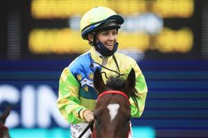 SYDNEY, AUSTRALIA - JANUARY 02: Rachel King on De Grawin returns to scale after winning race 7 the Sky Racing Active Handicap Sydney Racing on the Kensington track at Royal Randwick Racecourse on January 02, 2021 in Sydney, Australia. (Photo by Mark Evans/Getty Images)