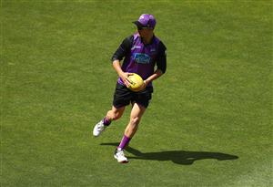 HOBART, AUSTRALIA - JANUARY 04: D'arcy Short of the Hobart Hurricanes warms up prior to the Big Bash League match between the Melbourne Stars and the Hobart Hurricanes at Blundstone Arena, on January 04, 2021, in Hobart, Australia. (Photo by Robert Cianflone/Getty Images)