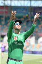HOBART, AUSTRALIA - JANUARY 04: Glenn Maxwell of the Stars flips the bat before the match during the Big Bash League match between the Melbourne Stars and the Hobart Hurricanes at Blundstone Arena, on January 04, 2021, in Hobart, Australia. (Photo by Steve Bell/Getty Images)