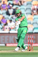 HOBART, AUSTRALIA - JANUARY 04: Marcus Stoinis of the Stars bats during the Big Bash League match between the Melbourne Stars and the Hobart Hurricanes at Blundstone Arena on January 04, 2021 in Hobart, Australia. (Photo by Steve Bell/Getty Images)