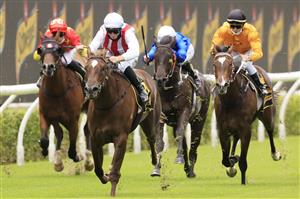 SYDNEY, AUSTRALIA - JANUARY 02: Tommy Berry on Four Moves Ahead wins race 1 the Schweppes Handicap during Sydney Racing on the Kensington track at Royal Randwick Racecourse on January 02, 2021 in Sydney, Australia. (Photo by Mark Evans/Getty Images)