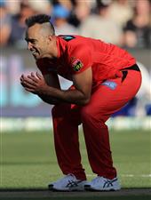 ADELAIDE, AUSTRALIA - JANUARY 05: Noor Ahmad of the Renegades reacts during the Big Bash League match between the Melbourne Renegades and the Adelaide Strikers at Adelaide Oval, on January 05, 2021, in Adelaide, Australia. (Photo by Daniel Kalisz/Getty Images)