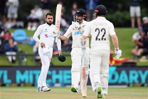 CHRISTCHURCH, NEW ZEALAND - JANUARY 05: Daryl Mitchell of New Zealand celebrates his half century during day three of the Second Test match in the series between New Zealand and Pakistan at Hagley Oval on January 05, 2021 in Christchurch, New Zealand. (Photo by Kai Schwoerer/Getty Images)