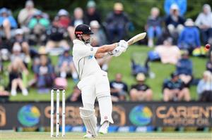 CHRISTCHURCH, NEW ZEALAND - JANUARY 05: Daryl Mitchell of New Zealand bats during day three of the Second Test match in the series between New Zealand and Pakistan at Hagley Oval on January 05, 2021 in Christchurch, New Zealand. (Photo by Kai Schwoerer/Getty Images)