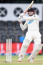 CHRISTCHURCH, NEW ZEALAND - JANUARY 05: Henry Nicholls of New Zealand bats during day three of the Second Test match in the series between New Zealand and Pakistan at Hagley Oval on January 05, 2021 in Christchurch, New Zealand. (Photo by Kai Schwoerer/Getty Images)