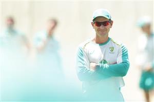 SYDNEY, AUSTRALIA - JANUARY 05: Justin Langer, coach of Australia smiles during an Australian nets session at the Sydney Cricket Ground on January 05, 2021 in Sydney, Australia. (Photo by Mark Metcalfe/Getty Images)