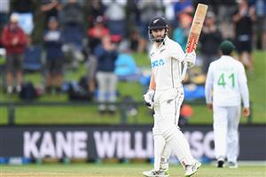 CHRISTCHURCH, NEW ZEALAND - JANUARY 05: Kane Williamson of New Zealand celebrates his double century during day three of the Second Test match in the series between New Zealand and Pakistan at Hagley Oval on January 05, 2021 in Christchurch, New Zealand. (Photo by Kai Schwoerer/Getty Images)