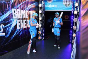 ADELAIDE, AUSTRALIA - JANUARY 05: Phil Salt of the Adelaide Strikers and Matthew Renshaw of the Adelaide Strikers
prepare to bat during the Big Bash League match between the Melbourne Renegades and the Adelaide Strikers at Adelaide Oval, on January 05, 2021, in Adelaide, Australia. (Photo by Daniel Kalisz/Getty Images)