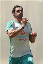SYDNEY, AUSTRALIA - JANUARY 05: Mitchell Starc of Australia bowls during an Australian nets session at the Sydney Cricket Ground on January 05, 2021 in Sydney, Australia. (Photo by Mark Metcalfe/Getty Images)