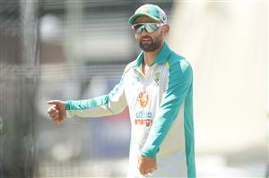 SYDNEY, AUSTRALIA - JANUARY 05: Nathan Lyon of Australia speaks to Will Pucovski of Australia during an Australian nets session at the Sydney Cricket Ground on January 05, 2021 in Sydney, Australia. (Photo by Mark Metcalfe/Getty Images)