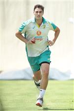 SYDNEY, AUSTRALIA - JANUARY 05: Pat Cummins of Australia bowls during an Australian nets session at the Sydney Cricket Ground on January 05, 2021 in Sydney, Australia. (Photo by Mark Metcalfe/Getty Images)