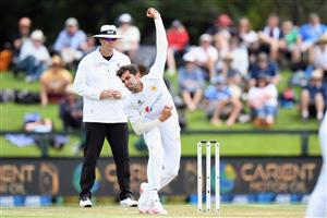 CHRISTCHURCH, NEW ZEALAND - JANUARY 05: Shaheen Shah Afridi of Pakistan bowls during day three of the Second Test match in the series between New Zealand and Pakistan at Hagley Oval on January 05, 2021 in Christchurch, New Zealand. (Photo by Kai Schwoerer/Getty Images)