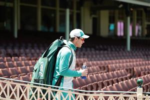 SYDNEY, AUSTRALIA - JANUARY 05: Tim Paine of Australia walks to the nets during an Australian nets session at the Sydney Cricket Ground on January 05, 2021 in Sydney, Australia. (Photo by Mark Metcalfe/Getty Images)