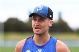 MELBOURNE, AUSTRALIA - JANUARY 06: Hayden Crozier of the Bulldogs speaks to the media after a Western Bulldogs AFL training session at Whitten Oval on January 06, 2021 in Melbourne, Australia. (Photo by Mike Owen/Getty Images)