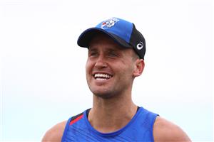 MELBOURNE, AUSTRALIA - JANUARY 06: Hayden Crozier of the Bulldogs speaks to the media after a Western Bulldogs AFL training session at Whitten Oval on January 06, 2021 in Melbourne, Australia. (Photo by Mike Owen/Getty Images)