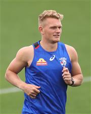 MELBOURNE, AUSTRALIA - JANUARY 06: Adam Treloar of the Bulldogs is seen during a Western Bulldogs AFL training session at Whitten Oval on January 06, 2021 in Melbourne, Australia. (Photo by Mike Owen/Getty Images)