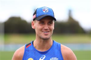 MELBOURNE, AUSTRALIA - JANUARY 06: Hayden Crozier of the Bulldogs speaks to the media after a Western Bulldogs AFL training session at Whitten Oval on January 06, 2021 in Melbourne, Australia. (Photo by Mike Owen/Getty Images)