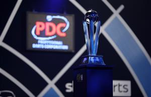 LONDON, ENGLAND - JANUARY 03: A view of the Sidwell trophy prior to the final match on Day Sixteen of The PDC William Hill World Darts Championship at Alexandra Palace on January 03, 2021 in London, England. (Photo by Luke Walker/Getty Images)