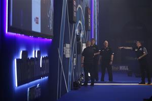 LONDON, ENGLAND - JANUARY 03: Gary Anderson of Scotland in action during the Finals against Gerwyn Price of Wales during Day Sixteen of The PDC William Hill World Darts Championship at Alexandra Palace on January 03, 2021 in London, England. (Photo by Luke Walker/Getty Images)