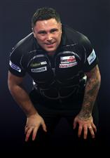 LONDON, ENGLAND - JANUARY 03: Gerwyn Price of Wales reacts during the Finals against Gary Anderson of Scotland during Day Sixteen of The PDC William Hill World Darts Championship at Alexandra Palace on January 03, 2021 in London, England. (Photo by Luke Walker/Getty Images)