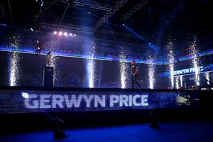 LONDON, ENGLAND - JANUARY 03: Gerwyn Price of Wales walks into the arena during the Finals against Gary Anderson of Scotland during Day Sixteen of The PDC William Hill World Darts Championship at Alexandra Palace on January 03, 2021 in London, England. (Photo by Luke Walker/Getty Images)
