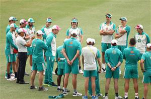 SYDNEY, AUSTRALIA - JANUARY 07: Will Pucovski of Australia receives his Baggy Green Cap from Andrew McDonald during day one of the 3rd Test match in the series between Australia and India at Sydney Cricket Ground on January 07, 2021 in Sydney, Australia. (Photo by Ryan Pierse/Getty Images)