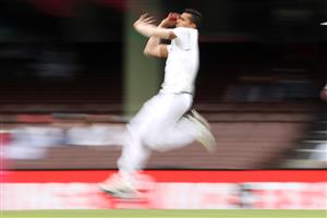 SYDNEY, AUSTRALIA - JANUARY 07: Navdeep Saini of India bowls during day one of the Third Test match in the series between Australia and India at Sydney Cricket Ground on January 07, 2021 in Sydney, Australia. (Photo by Mark Kolbe/Getty Images)