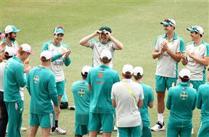 SYDNEY, AUSTRALIA - JANUARY 07: Will Pucovski of Australia receives his Baggy Green Cap during day one of the 3rd Test match in the series between Australia and India at Sydney Cricket Ground on January 07, 2021 in Sydney, Australia. (Photo by Ryan Pierse/Getty Images)