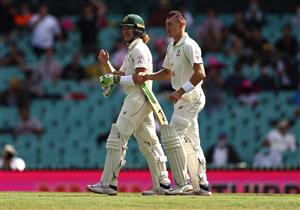 SYDNEY, AUSTRALIA - JANUARY 07: Will Pucovski and Marnus Labuschagne of Australia react after Will Pucovski was ruled not out during day one of the 3rd Test match in the series between Australia and India at Sydney Cricket Ground on January 07, 2021 in Sydney, Australia. (Photo by Ryan Pierse/Getty Images)