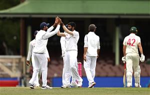 SYDNEY, AUSTRALIA - JANUARY 08: Jasprit Bumrah of India celebrates after taking the wicket of Cameron Green of Australia during day two of the 3rd Test match in the series between Australia and India at Sydney Cricket Ground on January 08, 2021 in Sydney, Australia. (Photo by Ryan Pierse/Getty Images)