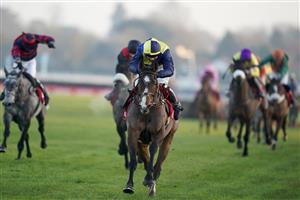 SUNBURY, ENGLAND - JANUARY 09: Ben Jones riding Boreham Bill clear the last to win The Ladbrokes Lanzarote Handicap Hurdle at Kempton Park Racecourse on January 09, 2021 in Sunbury, England. Due to the Coronavirus pandemic, owners along with the paying public will not be allowed to attend the meeting. (Photo by Alan Crowhurst/Getty Images)