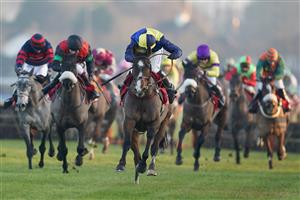 SUNBURY, ENGLAND - JANUARY 09: Ben Jones riding Boreham Bill clear the last to win The Ladbrokes Lanzarote Handicap Hurdle at Kempton Park Racecourse on January 09, 2021 in Sunbury, England. Due to the Coronavirus pandemic, owners along with the paying public will not be allowed to attend the meeting. (Photo by Alan Crowhurst/Getty Images)