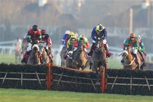 SUNBURY, ENGLAND - JANUARY 09: Ben Jones riding Boreham Bill clear the last to win The Ladbrokes Lanzarote Handicap Hurdle at Kempton Park Racecourse on January 09, 2021 in Sunbury, England. Due to the Coronavirus pandemic, owners along with the paying public will not be allowed to attend the meeting. (Photo by Alan Crowhurst/Getty Images)