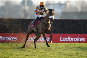 SUNBURY, ENGLAND - JANUARY 09: Harry Cobden riding Master Tommytucker clear the last to win The Ladbrokes Silviniaco Conti Chase at Kempton Park Racecourse on January 09, 2021 in Sunbury, England. Due to the Coronavirus pandemic, owners along with the paying public will not be allowed to attend the meeting. (Photo by Alan Crowhurst/Getty Images)