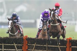 SUNBURY, ENGLAND - JANUARY 09: Sam Twiston-Davies riding Sage Advice clear the last to win The Watch Racing Free Online At Ladbrokes Juvenile Hurdle at Kempton Park Racecourse on January 09, 2021 in Sunbury, England. Due to the Coronavirus pandemic, owners along with the paying public will not be allowed to attend the meeting. (Photo by Alan Crowhurst/Getty Images)