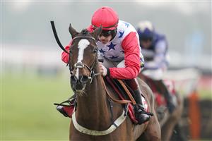 SUNBURY, ENGLAND - JANUARY 09: Sam Twiston-Davies riding Sage Advice clear the last to win The Watch Racing Free Online At Ladbrokes Juvenile Hurdle at Kempton Park Racecourse on January 09, 2021 in Sunbury, England. Due to the Coronavirus pandemic, owners along with the paying public will not be allowed to attend the meeting. (Photo by Alan Crowhurst/Getty Images)