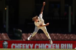 SYDNEY, AUSTRALIA - JANUARY 11: Cameron Green of Australia bowls during day five of the 3rd Test match in the series between Australia and India at Sydney Cricket Ground on January 11, 2021 in Sydney, Australia. (Photo by Ryan Pierse/Getty Images)