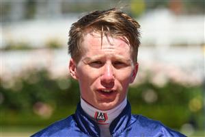 MELBOURNE, AUSTRALIA - JANUARY 09: Damien Thornton after riding Island Joy to win Race 3, the Furphy Crisp Lager Handicap, during Melbourne Racing at Flemington Racecourse on January 09, 2021 in Melbourne, Australia. (Photo by Vince Caligiuri/Getty Images)