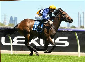 MELBOURNE, AUSTRALIA - JANUARY 09: Damien Thornton riding Island Joy wins Race 3, the Furphy Crisp Lager Handicap, during Melbourne Racing at Flemington Racecourse on January 09, 2021 in Melbourne, Australia. (Photo by Vince Caligiuri/Getty Images)
