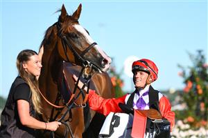 MELBOURNE, AUSTRALIA - JANUARY 09: Will Price after riding Tycoon Bec to win Race 8, the Seppelt Salinger Plate, during Melbourne Racing at Flemington Racecourse on January 09, 2021 in Melbourne, Australia. (Photo by Vince Caligiuri/Getty Images)