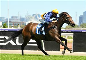 MELBOURNE, AUSTRALIA - JANUARY 09: Damien Thornton riding Island Joy wins Race 3, the Furphy Crisp Lager Handicap, during Melbourne Racing at Flemington Racecourse on January 09, 2021 in Melbourne, Australia. (Photo by Vince Caligiuri/Getty Images)