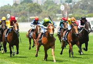 MELBOURNE, AUSTRALIA - JANUARY 09: Craig Newitt riding Abseiler to win Race 1, the Summer Twilight Series Plate, during Melbourne Racing at Flemington Racecourse on January 09, 2021 in Melbourne, Australia. (Photo by Vince Caligiuri/Getty Images)