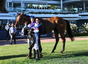 MELBOURNE, AUSTRALIA - JANUARY 09: Campbell Rawiller riding Ididitforlove after winning Race 9, the Kennedy Sprint, during Melbourne Racing at Flemington Racecourse on January 09, 2021 in Melbourne, Australia. (Photo by Vince Caligiuri/Getty Images)