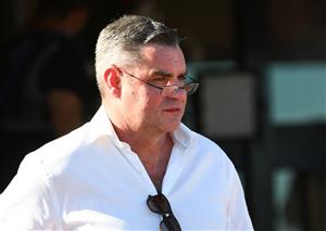 MELBOURNE, AUSTRALIA - JANUARY 09: Trainer Clinton McDonald is seen after Never Again won Race 7, the Chester Manifold Stakes, during Melbourne Racing at Flemington Racecourse on January 09, 2021 in Melbourne, Australia. (Photo by Vince Caligiuri/Getty Images)