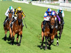 MELBOURNE, AUSTRALIA - JANUARY 09: Campbell Rawiller riding Ididitforlove after winning Race 9, the Kennedy Sprint, during Melbourne Racing at Flemington Racecourse on January 09, 2021 in Melbourne, Australia. (Photo by Vince Caligiuri/Getty Images)