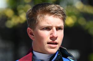 MELBOURNE, AUSTRALIA - JANUARY 09: Campbell Rawiller after riding Saccharo to win Race 4, the Grinders Coffee Trophy, during Melbourne Racing at Flemington Racecourse on January 09, 2021 in Melbourne, Australia. (Photo by Vince Caligiuri/Getty Images)