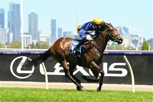 MELBOURNE, AUSTRALIA - JANUARY 09: Damien Thornton riding Island Joy wins Race 3, the Furphy Crisp Lager Handicap, during Melbourne Racing at Flemington Racecourse on January 09, 2021 in Melbourne, Australia. (Photo by Vince Caligiuri/Getty Images)