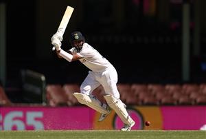 SYDNEY, AUSTRALIA - JANUARY 11: Cheteshwar Pujara of India bats during day five of the 3rd Test match in the series between Australia and India at Sydney Cricket Ground on January 11, 2021 in Sydney, Australia. (Photo by Ryan Pierse/Getty Images)