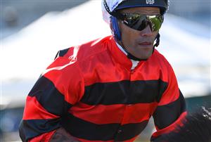 MELBOURNE, AUSTRALIA - JANUARY 09: Michael Walker riding Never Again after winning Race 7, the Chester Manifold Stakes, during Melbourne Racing at Flemington Racecourse on January 09, 2021 in Melbourne, Australia. (Photo by Vince Caligiuri/Getty Images)