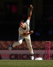SYDNEY, AUSTRALIA - JANUARY 11: Pat Cummins of Australia bowls during day five of the 3rd Test match in the series between Australia and India at Sydney Cricket Ground on January 11, 2021 in Sydney, Australia. (Photo by Ryan Pierse/Getty Images)
